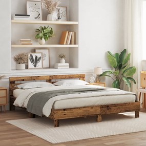 vidaXL Σκελετός Κρεβατιού Παλαιό ξύλο 200 x 200 cm Επεξεργασμένο ξύλο