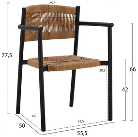 Σετ Τραπεζαρία 3Τμχ Τραπέζι Αλουμινίου 80X80 &amp; Πολυθρόνες Ανθρακί