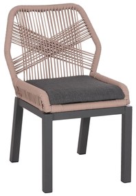 Καρέκλα HOWARD C5547.12 Αλουμίνιο Ανθρακί με Σχοινί και Μαξιλάρι Μπέζ 55,5x60x84,5Υ εκ. 4αδα 55.5x60x84.5 εκ.