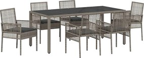 vidaXL Σέτ φαγητού για κήπο 7 pcs Γκρι συνθετικό ρατάν