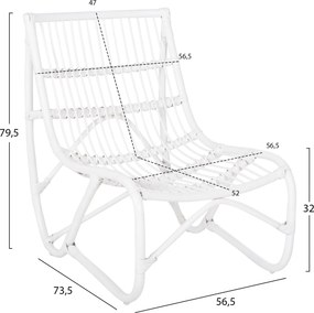 ΠΟΛΥΘΡΟΝΑ GRINN HM9815.03 ΡΑΒΔΟΙ RATTAN ΣΕ ΛΕΥΚΟ 56,5x73,5x79,5Υ εκ.