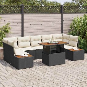 vidaXL Σέτ φαγητού για κήπο 8 pcs Μαύρο, Μπεζ 100 x 55 x 73 εκ