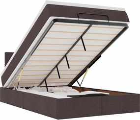 vidaXL Ottoman Κρεβάτι με Στρώμα Σκούρο Καφέ 120x200cm Ύφασμα