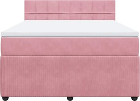 vidaXL Κρεβάτι Boxspring με Στρώμα Ροζ 140x200 εκ. Βελούδινο