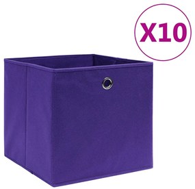 vidaXL Κουτιά Αποθήκευσης 10 τεμ. Μοβ 28 x 28 x 28εκ. Ύφασμα Non-woven