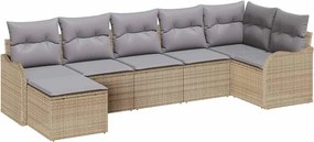 vidaXL Σετ Καναπέ Κήπου 7 pcs Μπεζ συνθετικό ρατάν