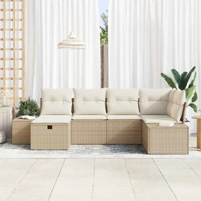 vidaXL Σετ Καναπέ Κήπου 6 τμχ. Μπεζ συνθετικό ρατάν