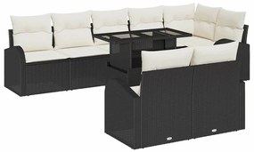 vidaXL Σετ Καναπέ Κήπου 9 Τεμαχίων με Μαξιλάρια σε Μαύρο Πολυ Ράτταν.