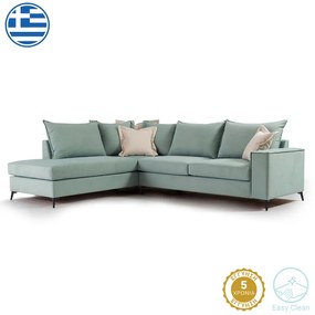 Γωνιακός καναπές δεξιά γωνία Romantic pakoworld ύφασμα Ciel-Cream 290x235x95εκ