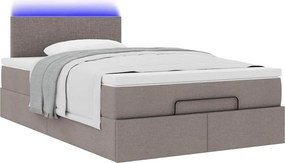 vidaXL Οθωμανικό κρεβάτι με στρώμα &amp; LEDs Taupe 120x190cm ύφασμα