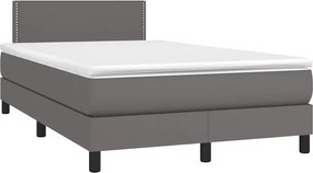 vidaXL Κρεβάτι Boxspring με Στρώμα &amp; LED Γκρι 120x190 εκ. Συνθ. Δέρμα