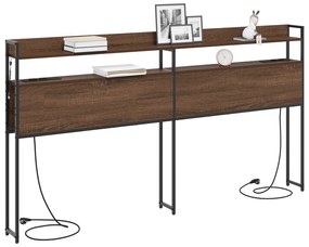 vidaXL Κεφαλάρι Αποθήκης με ράφι Καφέ δρυς 200 cm Επεξεργασμένο ξύλο