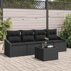 vidaXL Σετ Καναπέ Κήπου με μαξιλάρι 5 pcs Μαύρο 55 x 55 x 37 εκ