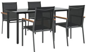 vidaXL Σετ Τραπεζαρίας Κήπου 5 Τεμαχίων Μαύρο Textilene &amp; Ατσάλι