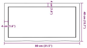 Ράφι Τοίχου Ανοιχτό Καφέ 80x40x(2-6)εκ. Επεξ. Μασίφ Ξύλο Δρυός - Καφέ