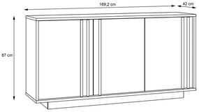 Μπουφές Chesto μελαμίνη σε λευκή και oak απόχρωση 169.2x42x87εκ 169.2x42x86.9 εκ.