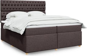 vidaXL Κρεβάτι Boxspring με Στρώμα Σκούρο Καφέ 200x200 εκ. Υφασμάτινο