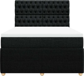 vidaXL Κρεβάτι Boxspring με Στρώμα Μαύρο 140x200 εκ. Υφασμάτινο