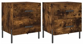vidaXL Κομοδίνα 2 τεμ. Καπνιστή Δρυς 40 x 35 x 47,5 εκ. Επεξεργ. Ξύλο