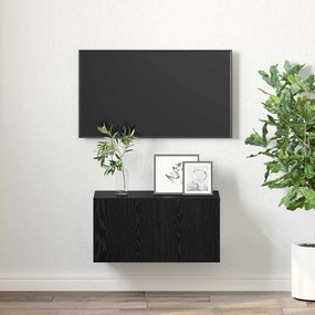 vidaXL Κονσόλα Τηλεόρασης Μαύρη Δρυς Επεξεργασμένο ξύλο Μεσαία