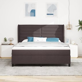 vidaXL Κρεβάτι με Στρώμα  Σκούρο Καφέ 180x200 εκ. Υφασμάτινο
