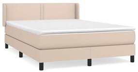 vidaXL Κρεβάτι Boxspring με Στρώμα Καπουτσίνο 140x190εκ.από Συνθ.Δέρμα