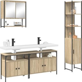 vidaXL Σετ Επίπλων Μπάνιου 4 pcs Δρύς Sonoma Επεξεργασμένο ξύλο