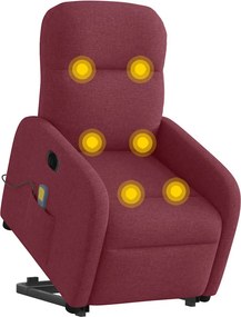 vidaXL Πολυθρόνα Μασάζ Ηλεκτρική Ανακλ. Μπορντό Υφασμάτινη