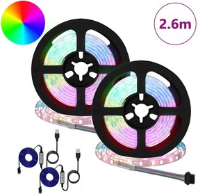 vidaXL Λωρίδα LED 2 pcs Μαύρο και Διαφανές 1300 χιλ