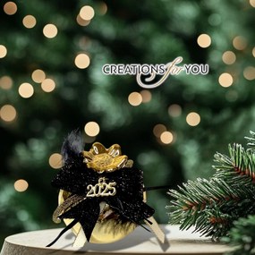 Κεραμικό ρόδι χρυσό με μαύρη και χρυσή διακόσμηση