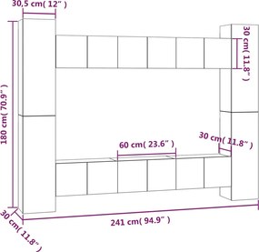 vidaXL Σετ Επίπλων Τηλεόρασης 10 Τεμαχίων Καπνιστή Δρυς Επεξ. Ξύλο