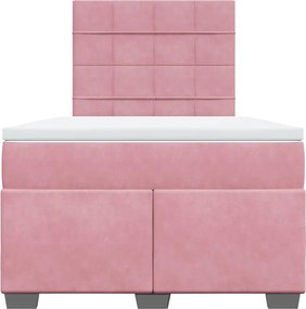 vidaXL Κρεβάτι Boxspring με Στρώμα Ροζ 120x200 εκ. Βελούδινο