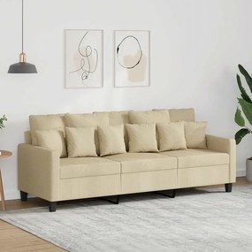 vidaXL Καναπές Τριθέσιος Κρεμ 180 εκ. Υφασμάτινος