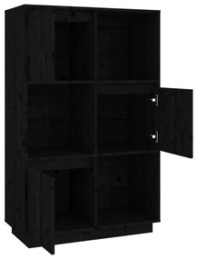 Ντουλάπι Ψηλό Μαύρο 74 x 35 x 117 εκ. από Μασίφ Ξύλο Πεύκου - Μαύρο