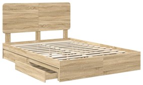 vidaXL Κρεβάτι Αποθήκης Δρύς Sonoma 150 x 200 cm Επεξεργασμένο ξύλο