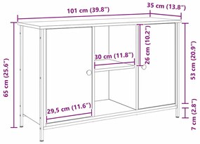vidaXL Ντουλάπι TV Μαύρη δρυς 101 x 35 x 65 εκ Επεξεργασμένο ξύλο