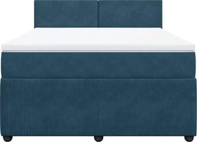 vidaXL Κρεβάτι Boxspring με Στρώμα Μπλε 140x200 εκ. Βελούδινο