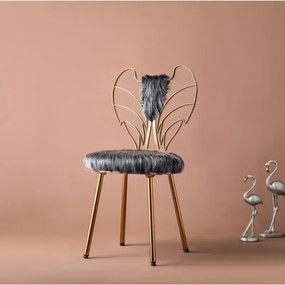 Καρέκλα Μακιγιάζ Angel με Χρυσή Βάση -γκρι 48x50 cm