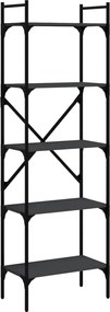 vidaXL Βιβλιοθήκη 5 Επιπέδων Μαύρη 56x31,5x174 εκ. από Επεξ. Ξύλο