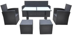 vidaXL Σετ Τραπεζαρίας Εξ. Χώρου 6 τεμ. Μαύρο Συνθ. Ρατάν με Μαξιλάρια