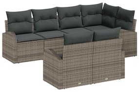 vidaXL Σετ Καναπέ Κήπου με μαξιλάρι 7 pcs Γκρι Πολυ ράταν