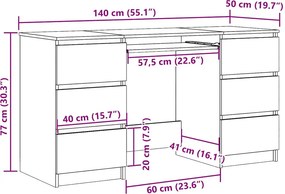 vidaXL Γραφείο Λευκό 140 x 50 x 77 εκ. από Επεξ. Ξύλο