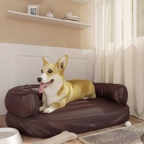 Εργονομικό Κρεβάτι Σκύλου Καφέ 88 x 65 εκ. από Συνθετικό Δέρμα - Καφέ