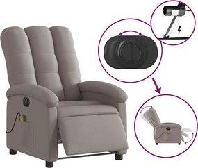 vidaXL Πολυθρόνα Μασάζ Ηλεκτρική Ανακλινόμενη Taupe Υφασμάτινη
