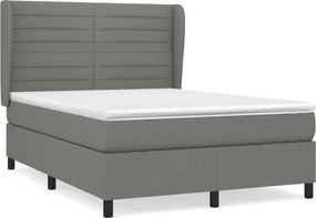 vidaXL Κρεβάτι Boxspring με Στρώμα Σκούρο Γκρι 140x190 εκ. Υφασμάτινο