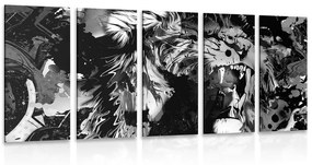 Εικόνα 5 τμημάτων κεφάλι λιονταριού σε μαύρο & άσπρο
