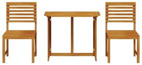 vidaXL Σετ Μπιστρό Κήπου 3 pcs Καφέ Στερεό Ξύλο Ακακίας