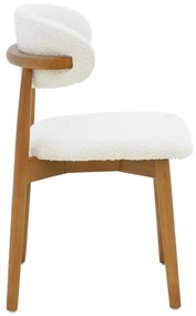 Καρέκλα Τραπεζαρίας Ubene Rubberwood Kαρυδί - Mπουκλέ Ύφασμα Λευκό 51x56x79εκ. 2αδα 51x56x79 εκ.