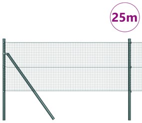 vidaXL Συγκολλητό Πλέγμα με 13 Πόλους Πράσινο 0.4x25 μ Χάλυβας