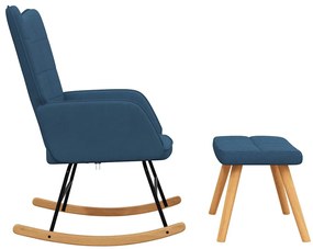 vidaXL Πολυθρόνα Κουνιστή Μπλε Υφασμάτινη με Σκαμπό